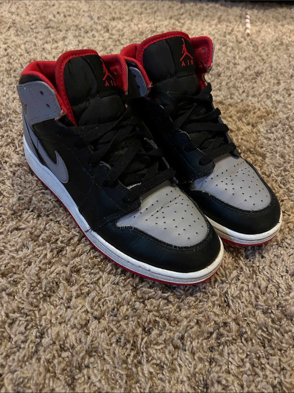Jordan Kids Black Gray and Red High-Top Sneakers